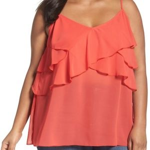 Sejour Blouse Red Tomato Ruffle Sheer Camisole